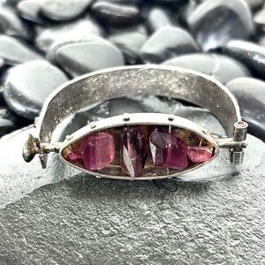 ERIC SILVA Oxidized Sterling Silver & Pink Tourmaline Bracelet